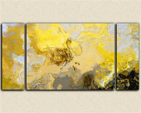 2019 Latest Yellow And Grey Abstract Wall Art