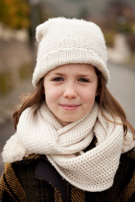 Pretty Girl With Wool Hat In A Park Stock Photo Image Of Garden