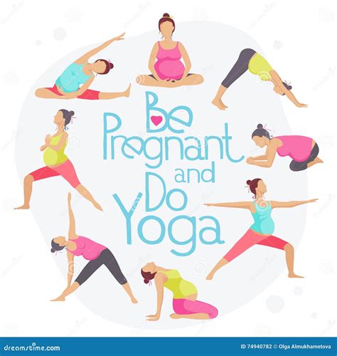 Set Of Yoga Poses For Pregnant Women Stock Vector Illustration Of Pregnant Gymnastics 74940782