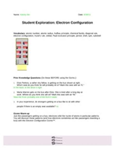 Thank you for downloading student exploration electron configuration gizmo answer key. 2.7 ElectronConfigurationwksht - Name: Kenny Xie Date: 6 ...
