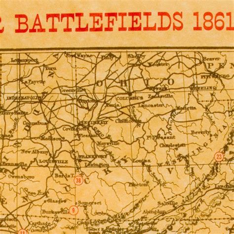 Civil War Battlefields Map Poster Small Poster Size