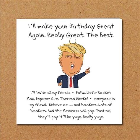 Donald Trump Birthday Card Make America Great Again Theme Funny
