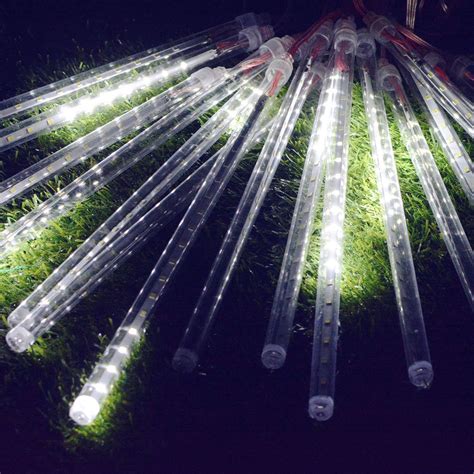 Vmanoo Led Outdoor Lights 8 Tube Meteor Shower Rain Lights Solar