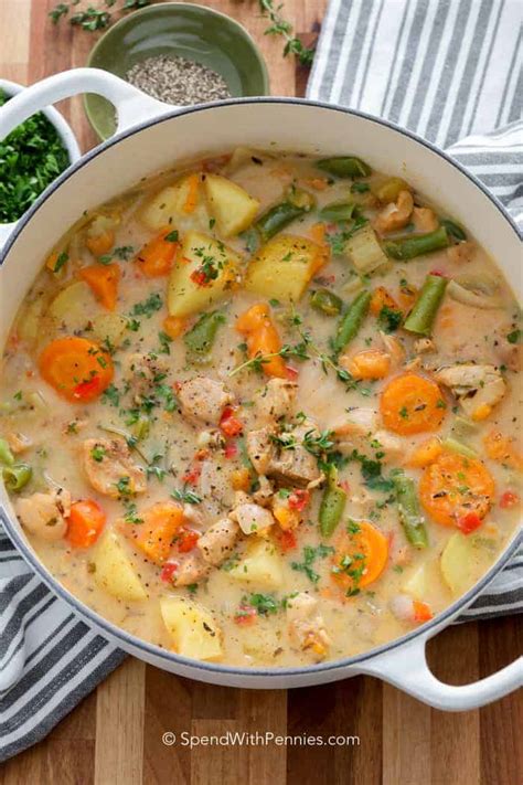 This chicken stew is made with juicy chicken meat, tasty mushrooms, potatoes, carrots, and herbs, giving it a full flavor that is super tasty. 25 Healthy Winter Stew Recipes - Basement Bakehouse