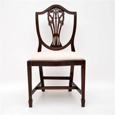 Set Of 8 Antique Sheraton Style Mahogany Shield Back Dining Chairs