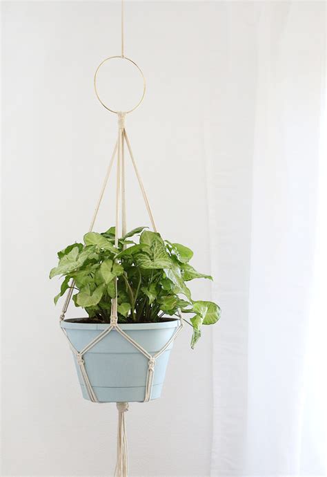 Take four strands and tie a square knot. Simple DIY Macrame Plant Hanger - Persia Lou