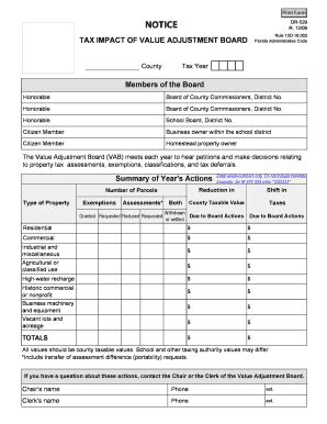 Fillable Online Rule 12D 16002 TAX IMPACT OF VALUE ADJUSTMENT BOARD Fax