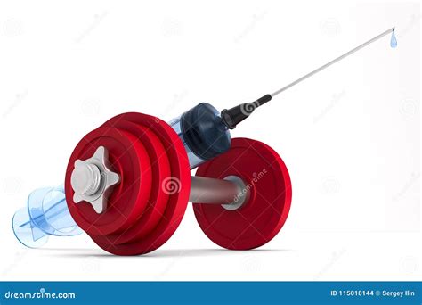Medical And Dumbbell Syringe On White Background Isolated 3d Il Stock
