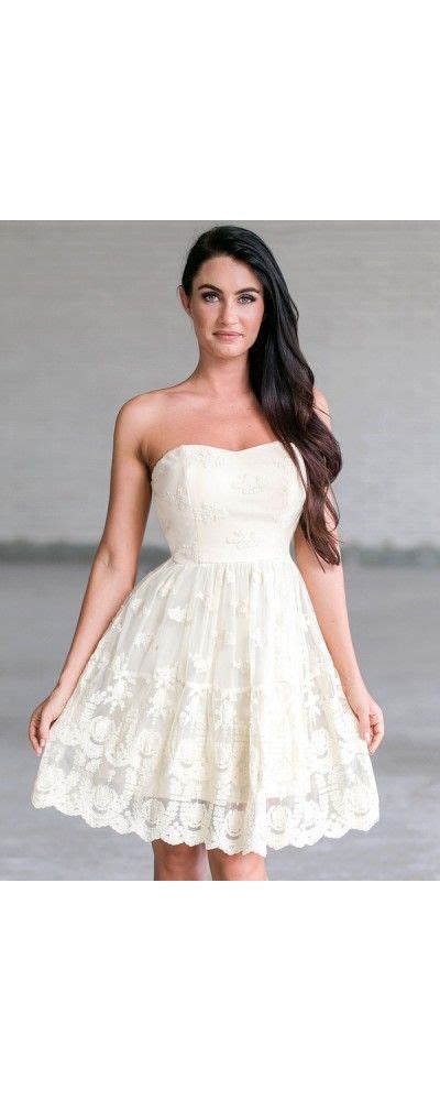 Find cute dresses at saved by the dress. Lily Boutique Expertly Embroidered Mesh Strapless Dress in ...