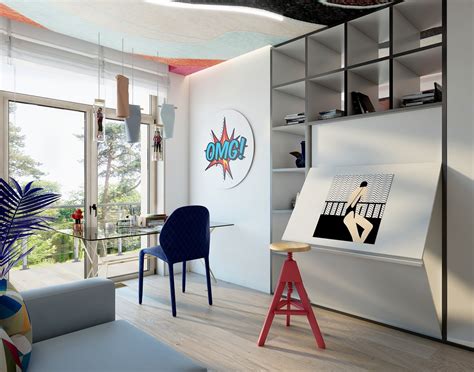 Pop Art Style Home Office And Art Studio Interior Design Ideas