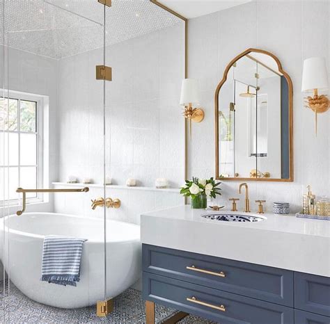 Blue And Gold Bathroom