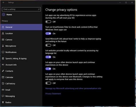 Windows 10 Settings Menu The Privacy Tab Cnet