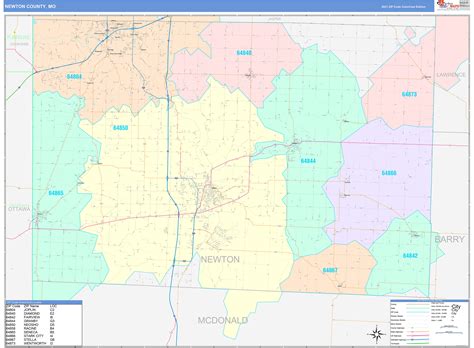 Newton County Mo Wall Map Color Cast Style By Marketmaps Mapsales