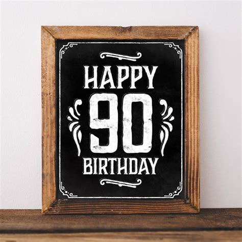 Happy 90th Birthday Sign Printable File Rustic Birthday Etsy