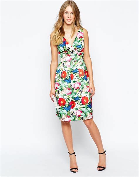 Wolf And Whistle Midi Prom Dress In Botanical Floral Print At