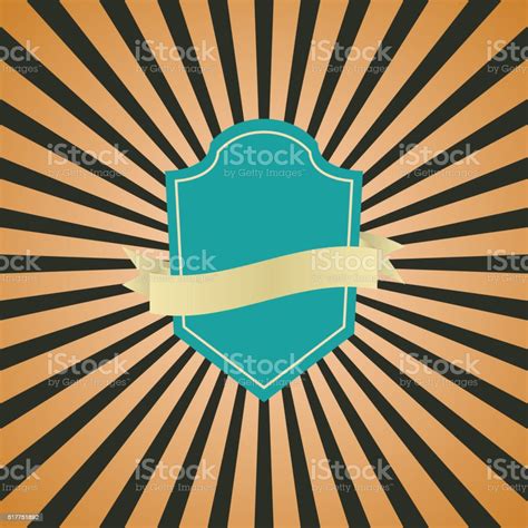 Retro Vintage Badge With Brown Sunrays Background Stock Illustration