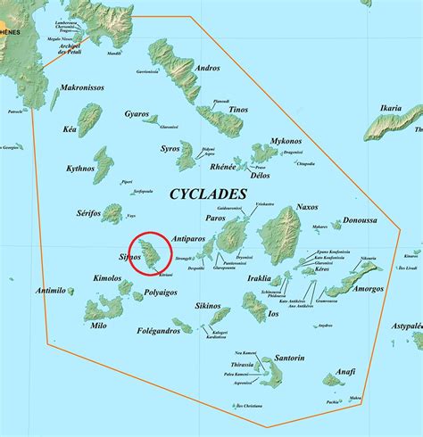 Carte De Cyclades Et L Emplacement De Sifnos Iles Cyclades Cyclades