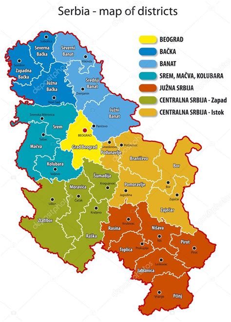 Serbia Mapa De Los Distritos Stock Vector By ©lukaves 8841852