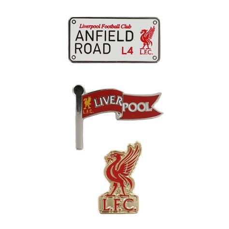 Liverpool Fc Triple Pin Badge Set Lfc Official Ebay