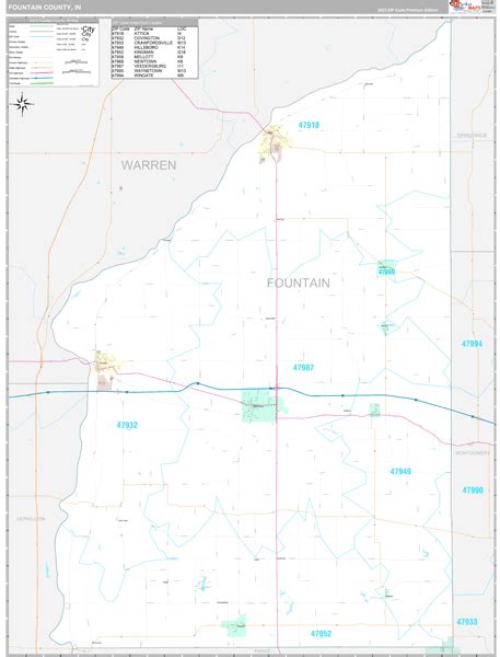 Fountain County In Wall Map Premium Style By Marketmaps Mapsales