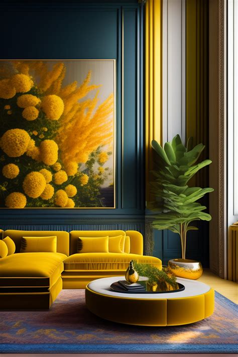 Lexica Architectural Digest Photo Of A Maximalist Yellow Living Room