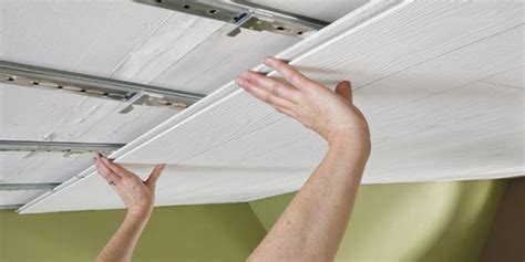 Some ceiling tiles can be installed in front of existing tiles to reduce installation time. Tongue & Groove Ceiling Installation | Tongue, groove ...