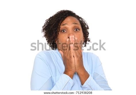 Surprised Woman Hands Over Face Nose Stock Photo 712938208 Shutterstock