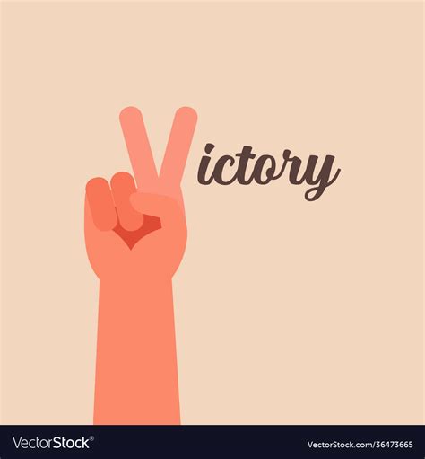 Victory Hand Sign With Word Typography Royalty Free Vector