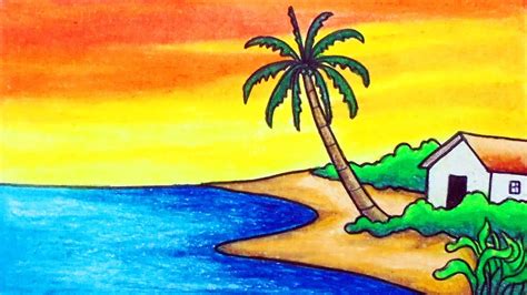 Sunset Scenery Drawing Oil Pastel Drawing Easy For Kids The Results