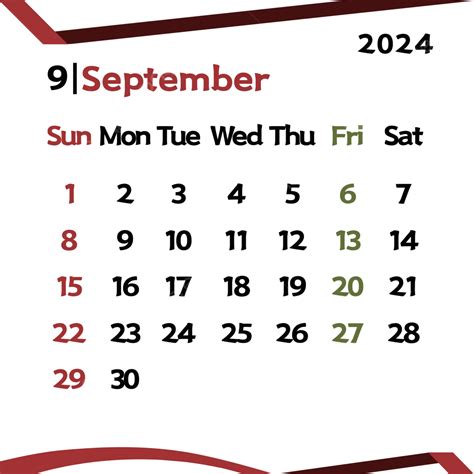 September Month Calendar 2024 Monthly Calendar Png Transparent