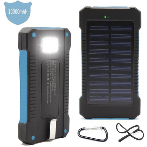 Solar Power Bank 10000mah Phone Charger Rubber Waterproof Case Aus