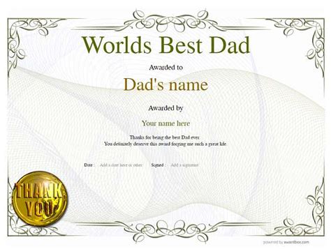 Worlds Best Dad Certificates Use Free Templates By Awardbox