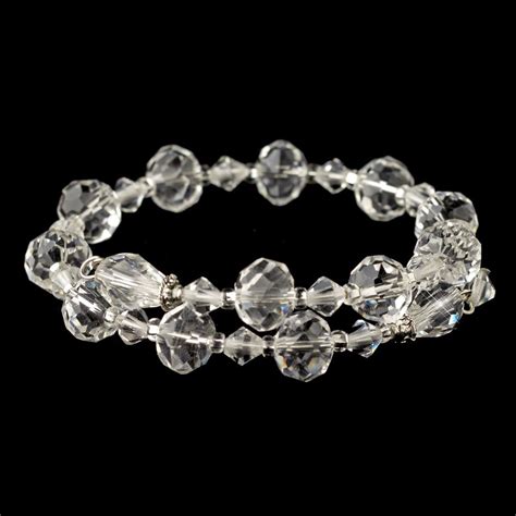 Silver Clear Swarovski Crystal Coil Adjustable Stretch Bracelet 9714