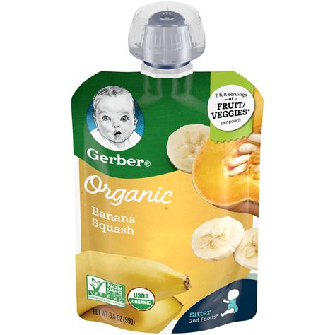 Gerber Organic Stage 2 Banana Squash Baby Food 1 Pouch
