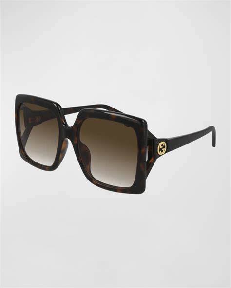 Gucci Oversized Square Injection Plastic Sunglasses Neiman Marcus
