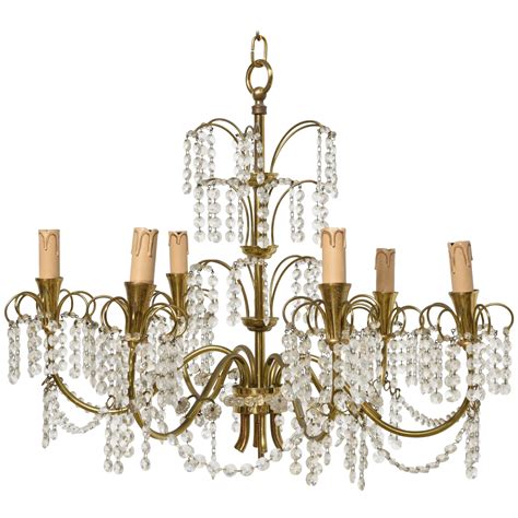 Large Romantic Vintage Spanish Brass And Crystal Chandelier At Stdibs