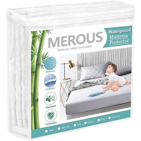 Merous Protège Matelas Imperméable En Fibre De Bambou 140x190cm Anti