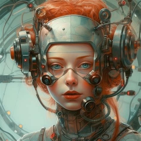 Premium Ai Image A Woman With Red Hair Is In A Space Suit With A Red