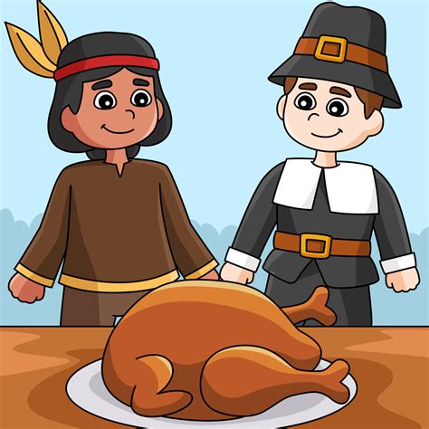 Thanksgiving Native American Pilgrim Illustration 8209264 Vector Art At