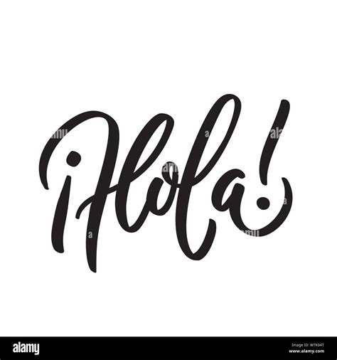 Hola Word Lettering Brush Calligraphy Hand Writing Typography