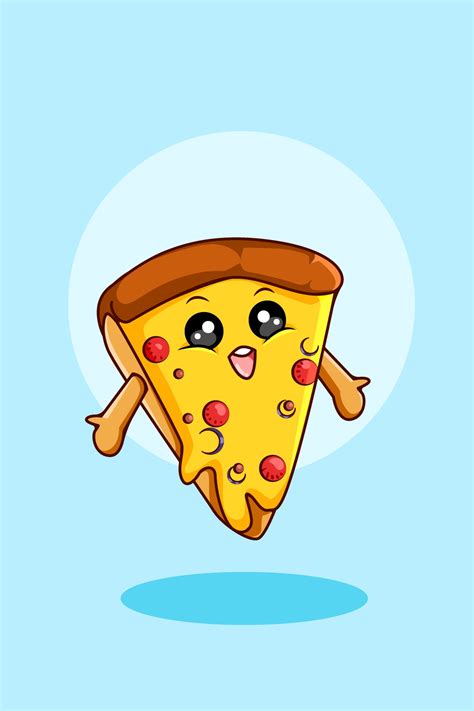 Cute Pizza Icon Cartoon Illustration 3226954 Vector Art At Vecteezy