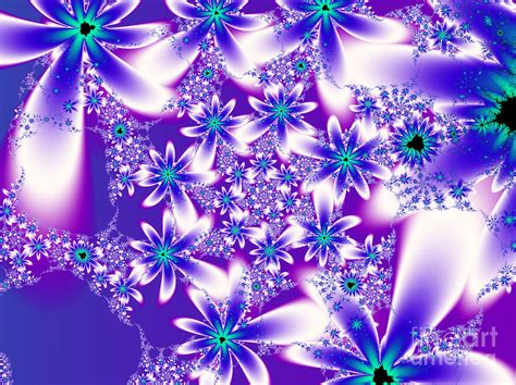 Purple And Blue Fractal Flowers Digital Art By Tracey