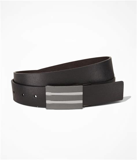Express 2 In 1 Reversible Leather Plaque Belt In Black For Men Pitch