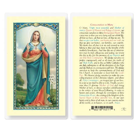 Consecration To Mary Prayercard Divine Mercy T Shop