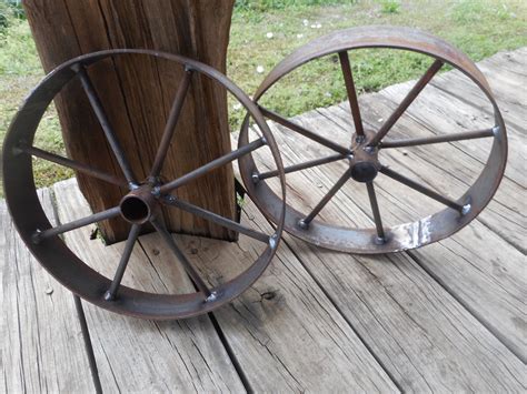 A Pair Of 12 Wagon Wheels Rustic Art Bar B Que Pits Etsy