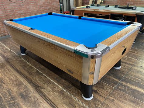 7′ Valley Light Oak Used Coin Operated Pool Table Used Coin Operated