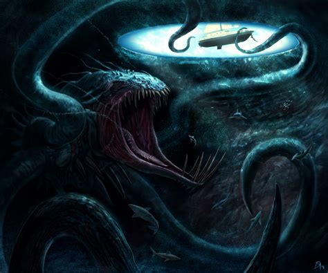 Blue Hole Beast Thalassophobia Dark Fantasy Art Sea Monster Art