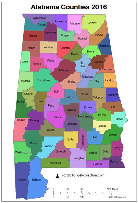 Alabama State Map With Counties Map