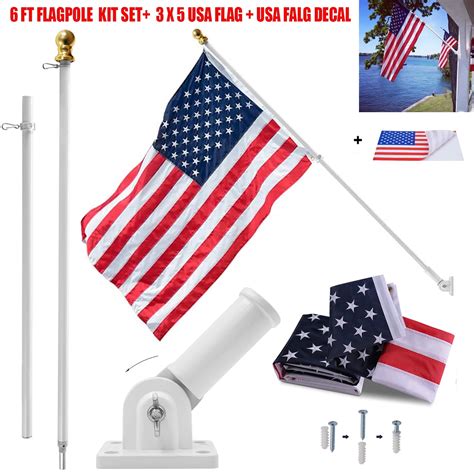 3x5 ft american flag and flagpole and holder jetlifee polyester us flag with stripes embroidered