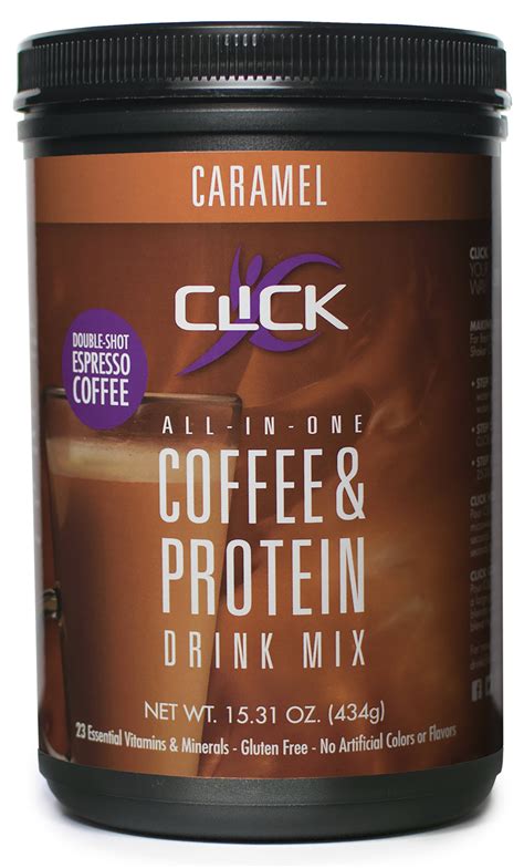 Click All-In-One Coffee & Protein Powder meal replacement, Caramel, 16g Protein, 1 Lb - Walmart ...